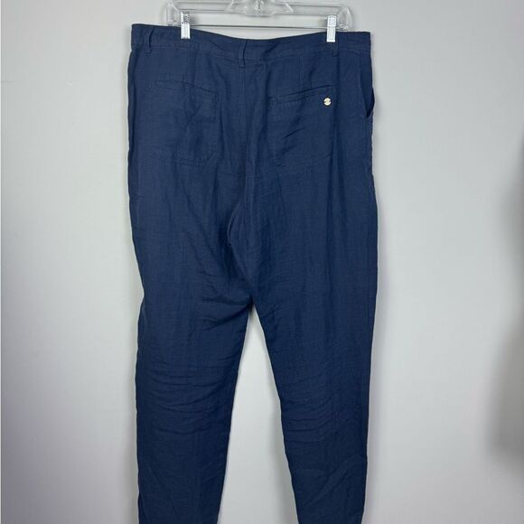 LILLY PULITZER | Breeta True Navy Blue Linen Wide Leg Pants Women’s Size 16 - Picture 9 of 14